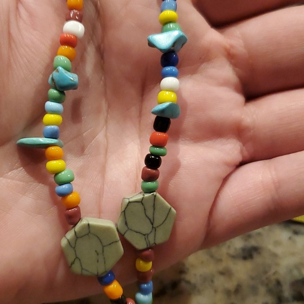 Multi colored handmade necklace with Turquoise beads - Picture 4 of 6